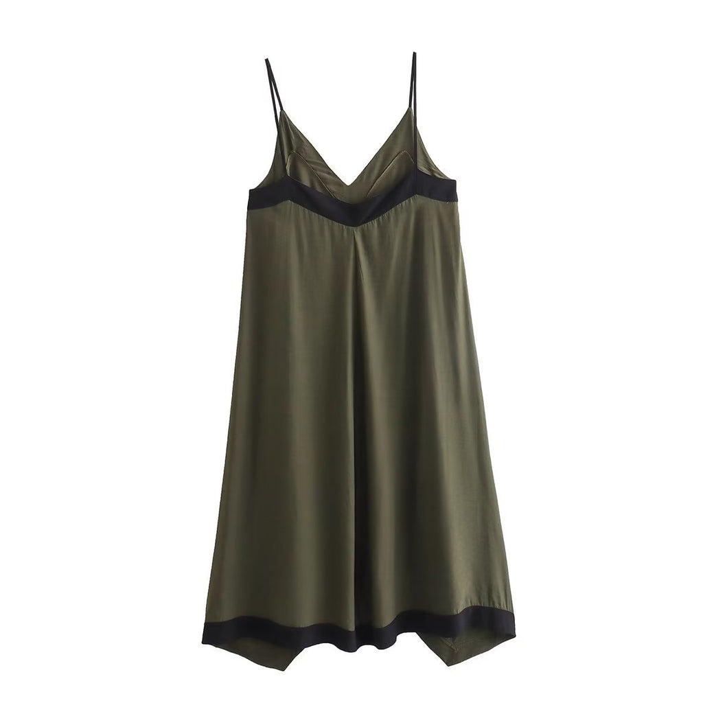 Suspender Colorblock Midi Dress