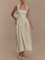 Minimalist Retro Square Neck Dress