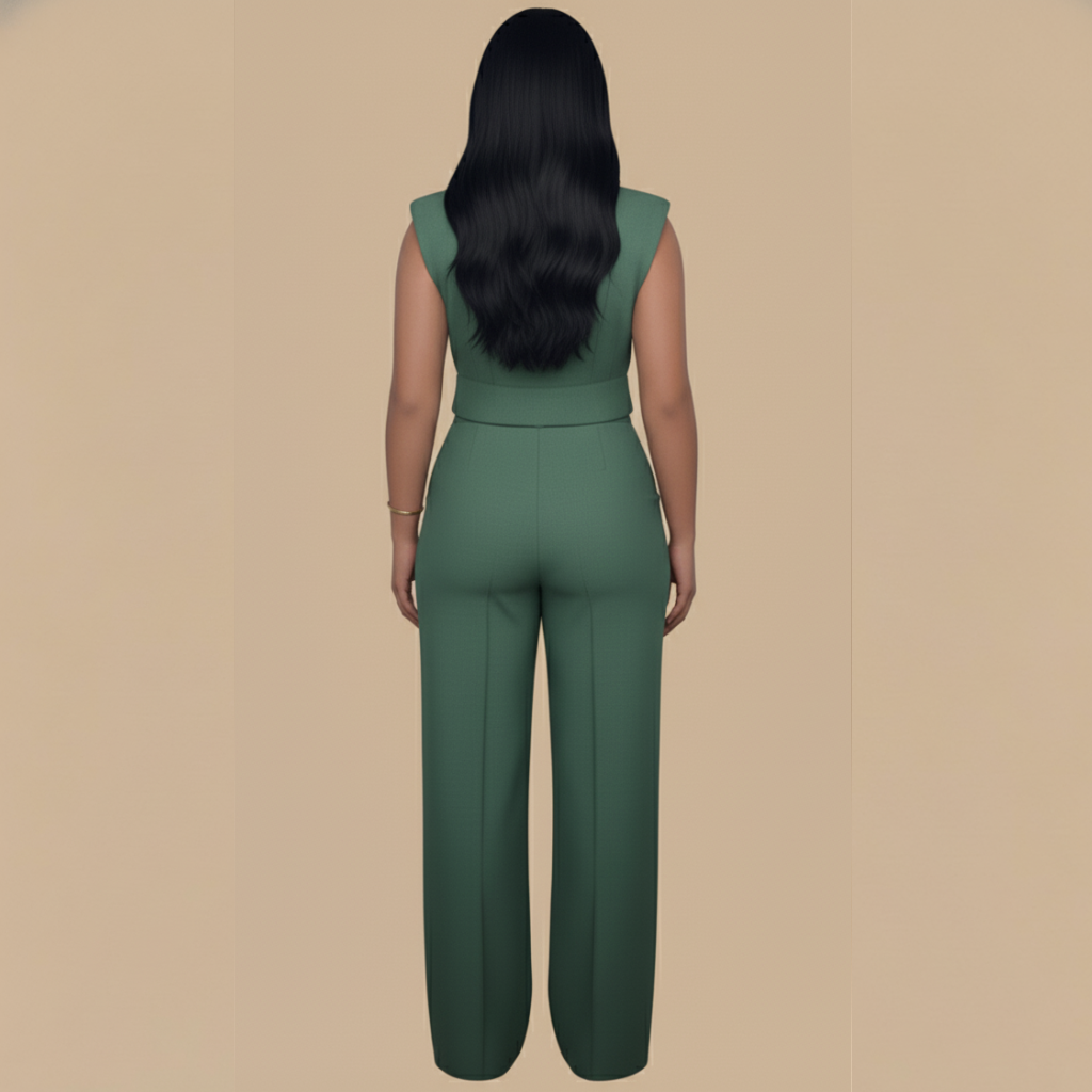 Short Top & Straight-Leg Pants Casual Women's Suit