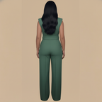 Short Top & Straight-Leg Pants Casual Women's Suit