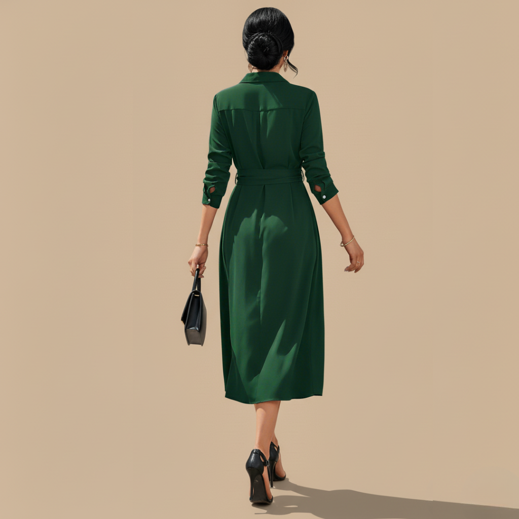 Women's Slim Single-Breasted Shirt Dress