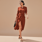 Women's Slim Single-Breasted Shirt Dress