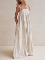 Casual Fashion Halter Neck Striped Maxi Dress