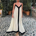 Suspender Colorblock Midi Dress