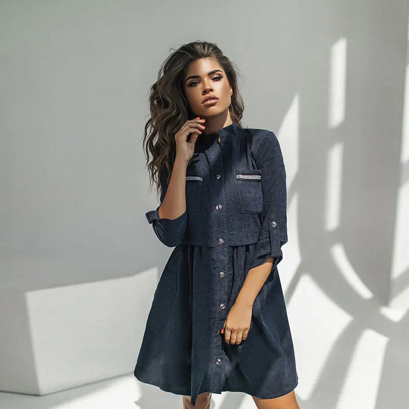 Women's Casual Single Breasted Dress