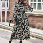 Leopard Print Long-Sleeved Dress for Women