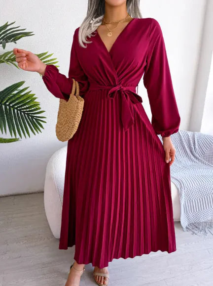 Elegant Cross Pleated Maxi Dress