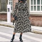 Leopard Print Long-Sleeved Dress for Women